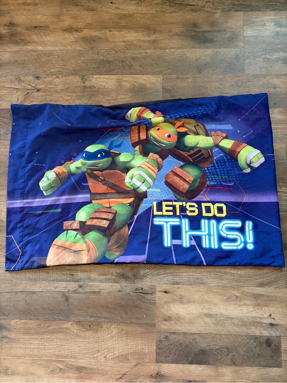Teenage Mutant Ninja Turtles 'Let's Do This!' Blue Pillowcase Vintage